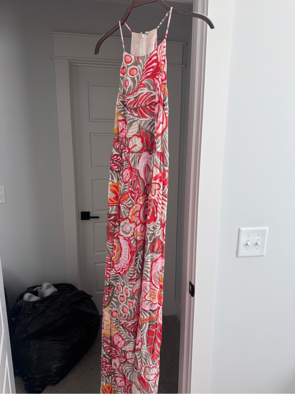 LOFT Pink and Coral Floral Maxi Dress